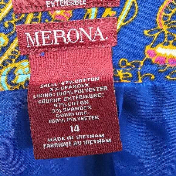 Merona Skirt Pencil Blue Paisley Retro Festival Boho 14 - Picture 11 of 13